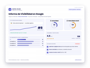 Ejemplo de informe de visibilidad en Google con pasos claros y priorizados
