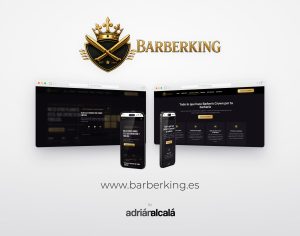 Diseño web de barberking.es: dos pantallas de escritorio y dos móviles con la web del software