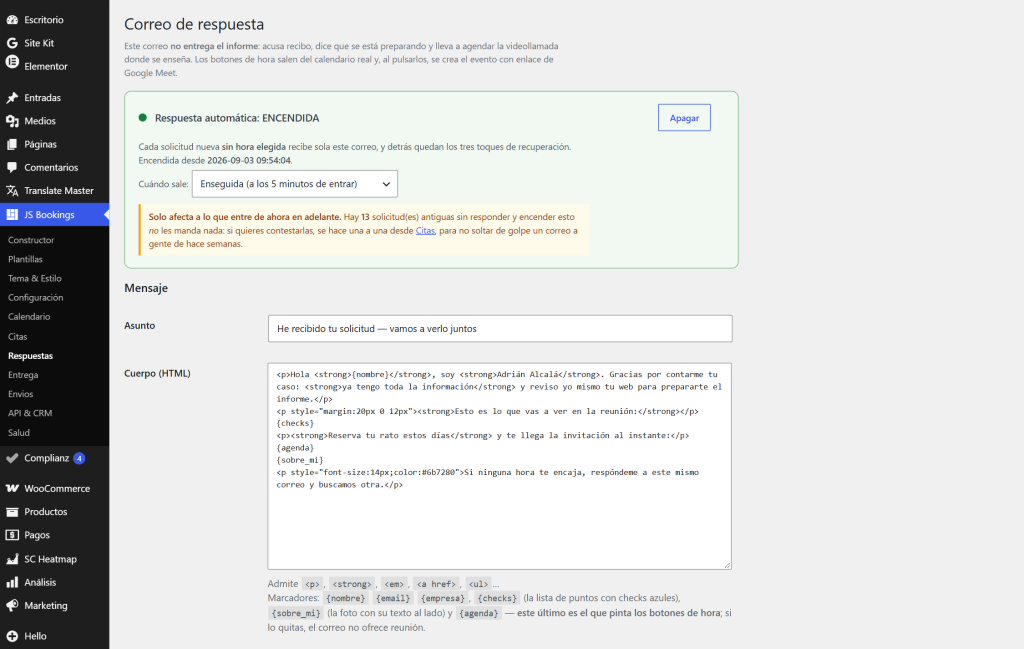 JetStudio Bookings — correo de respuesta automatico