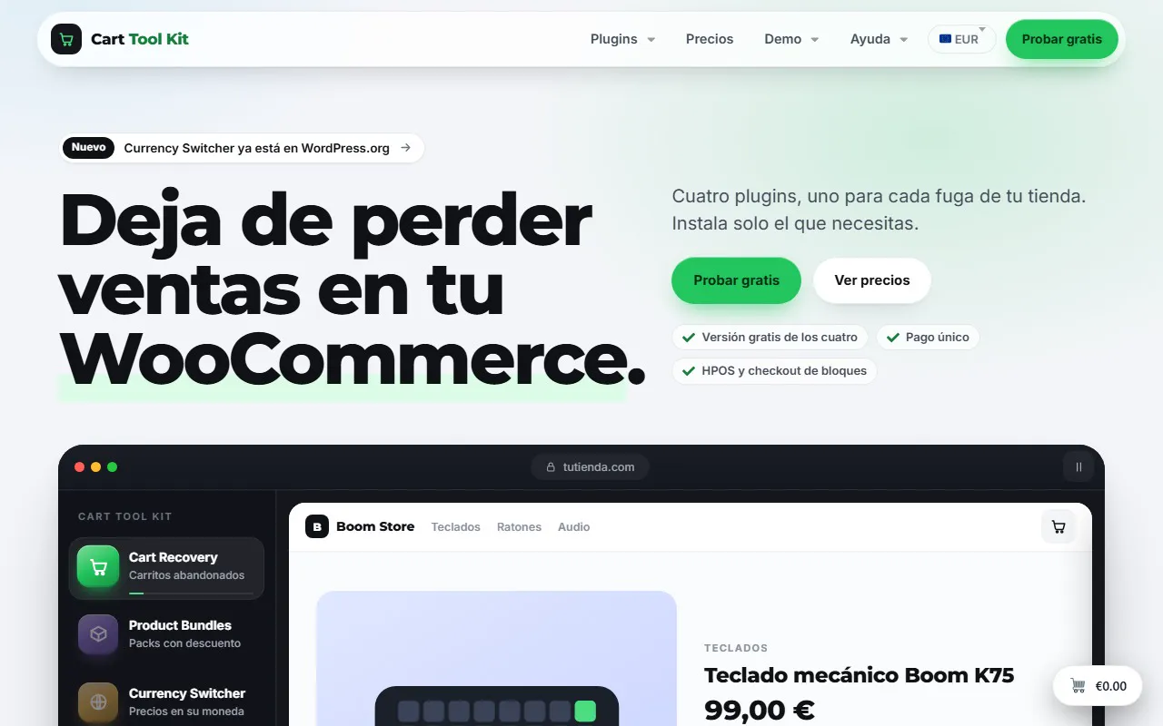 El principio de la portada de carttoolkit.com bajando sola