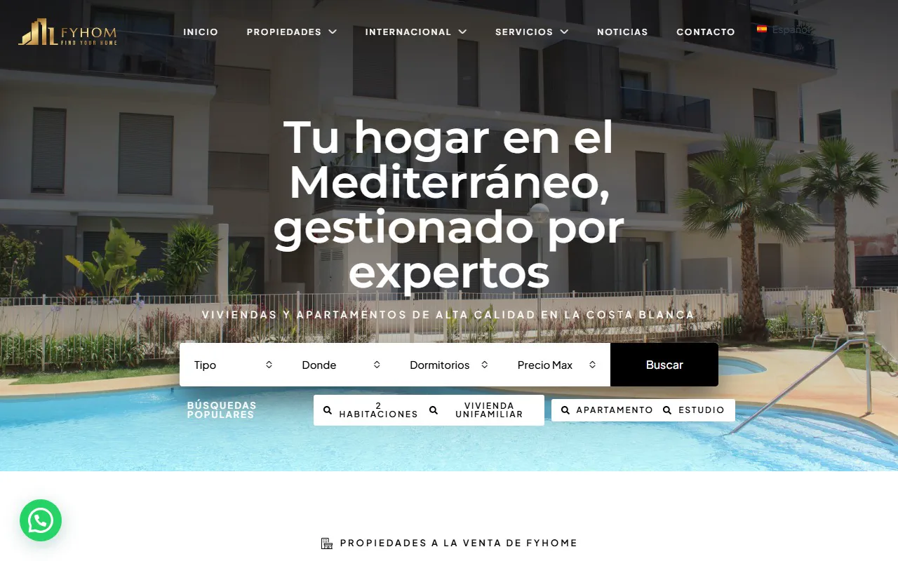El principio de la portada de fyhom.es bajando sola