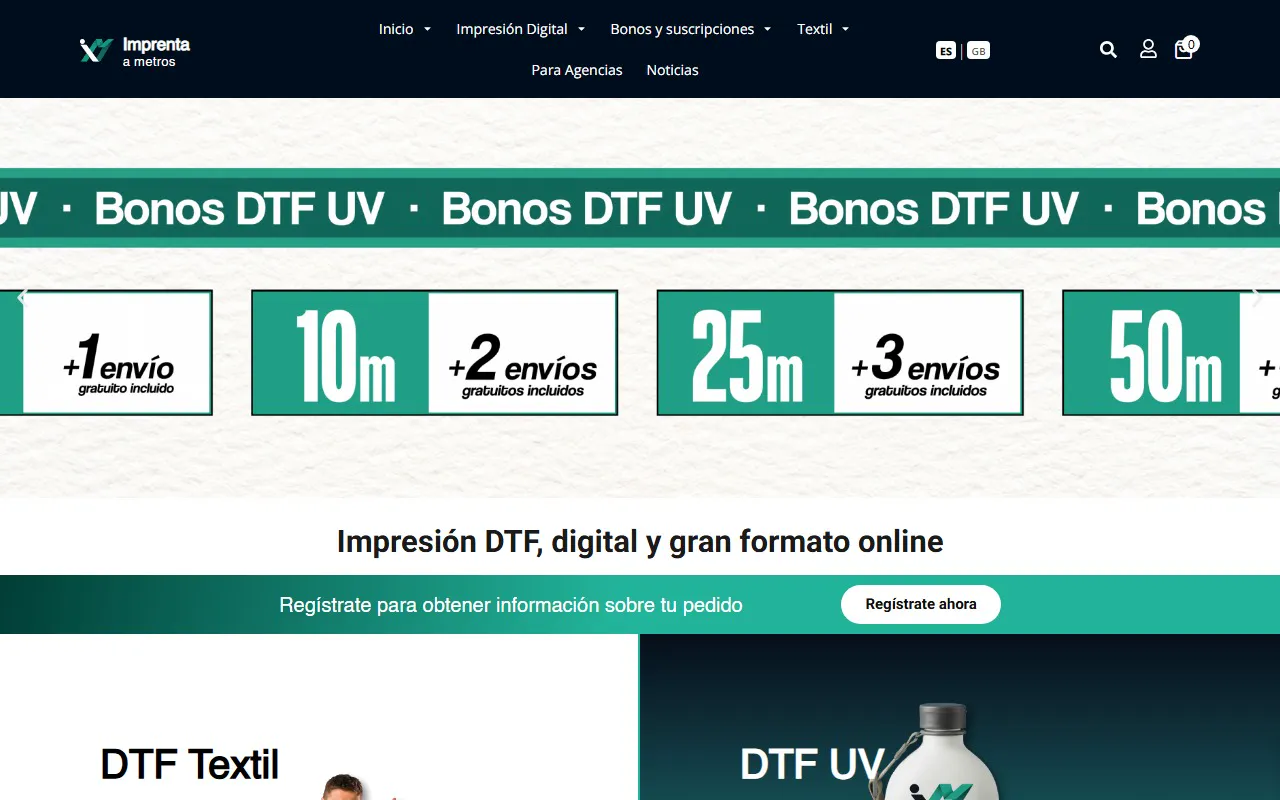 El principio de la portada de imprentaametros.com bajando sola