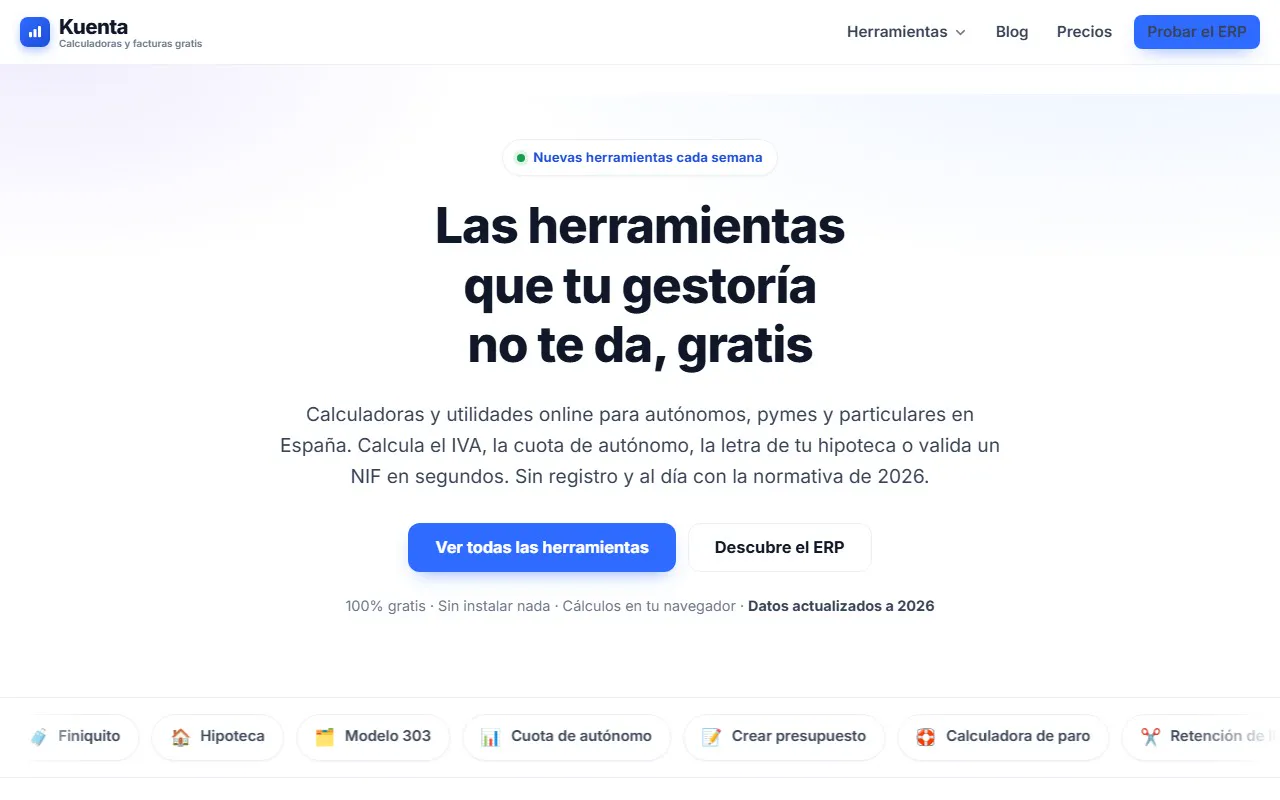 La portada de kuenta.es bajando sola, de arriba abajo