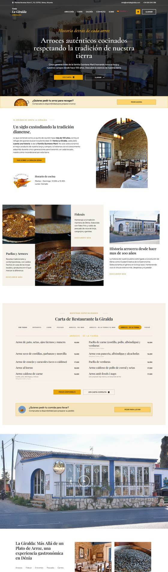 Página web de Venta La Giralda, restaurante, diseñada por Adrián Alcalá