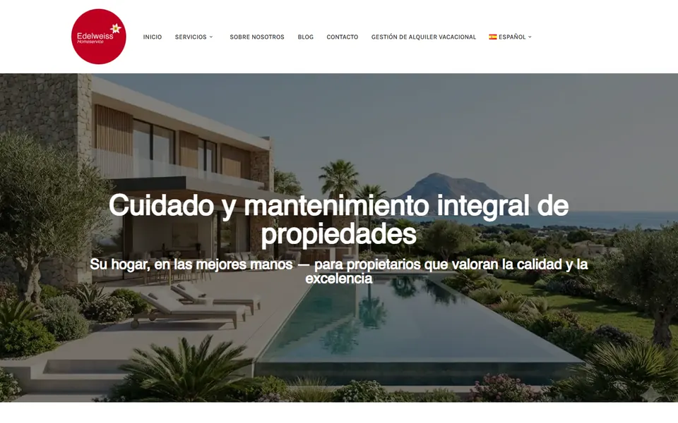 Portada de edelweiss-homeservice.com, cuidado de propiedades