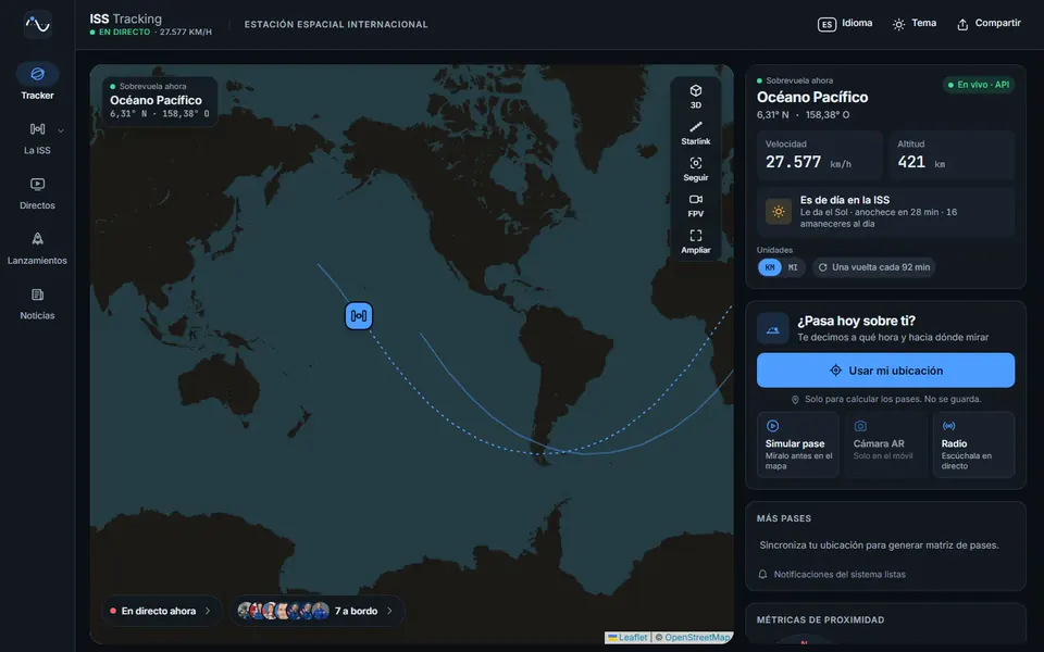 ISS Tracking: el mapa con la Estación Espacial Internacional en directo