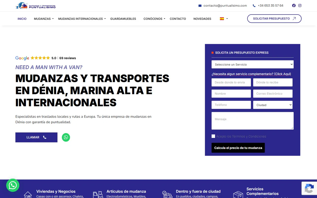 El principio de la portada de puntualisimo.com bajando sola