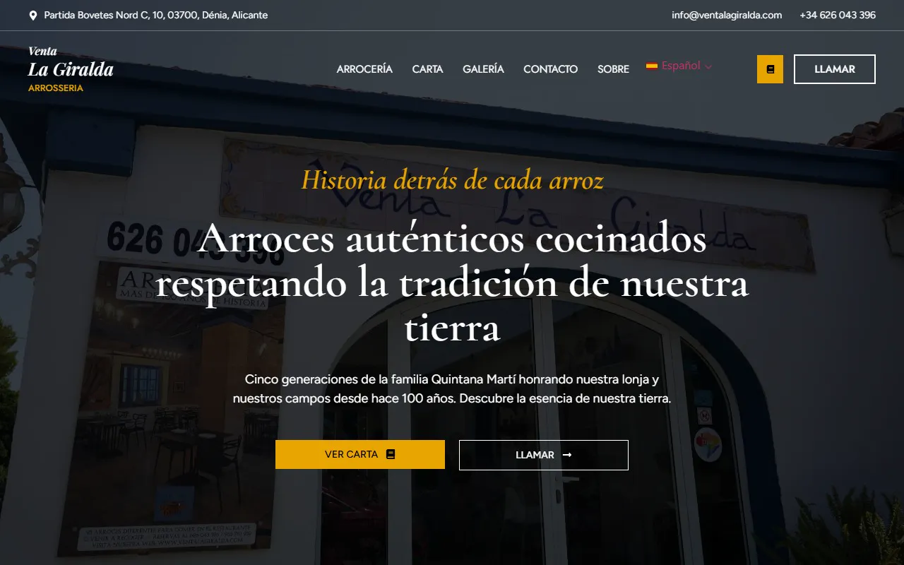 El principio de la portada de ventalagiralda.com bajando sola