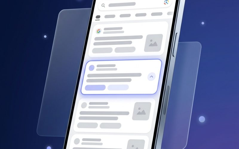 Móvil mostrando resultados de búsqueda de Google